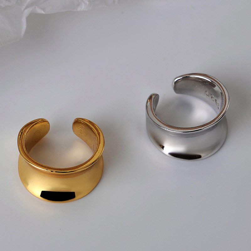 Fine Jewelry Ear Cuff Earring 925 Sterling Silver 18K Gold Plated Concave Surface No Pierce Clip On Earring YF3463