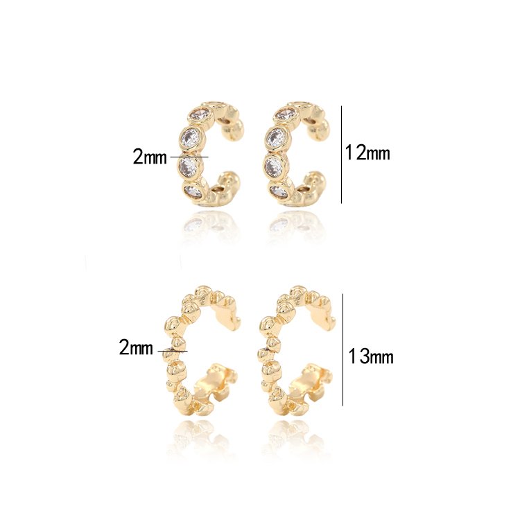 Simple Design 14K Gold Plated Diamonds Ear Cuff in Earrings