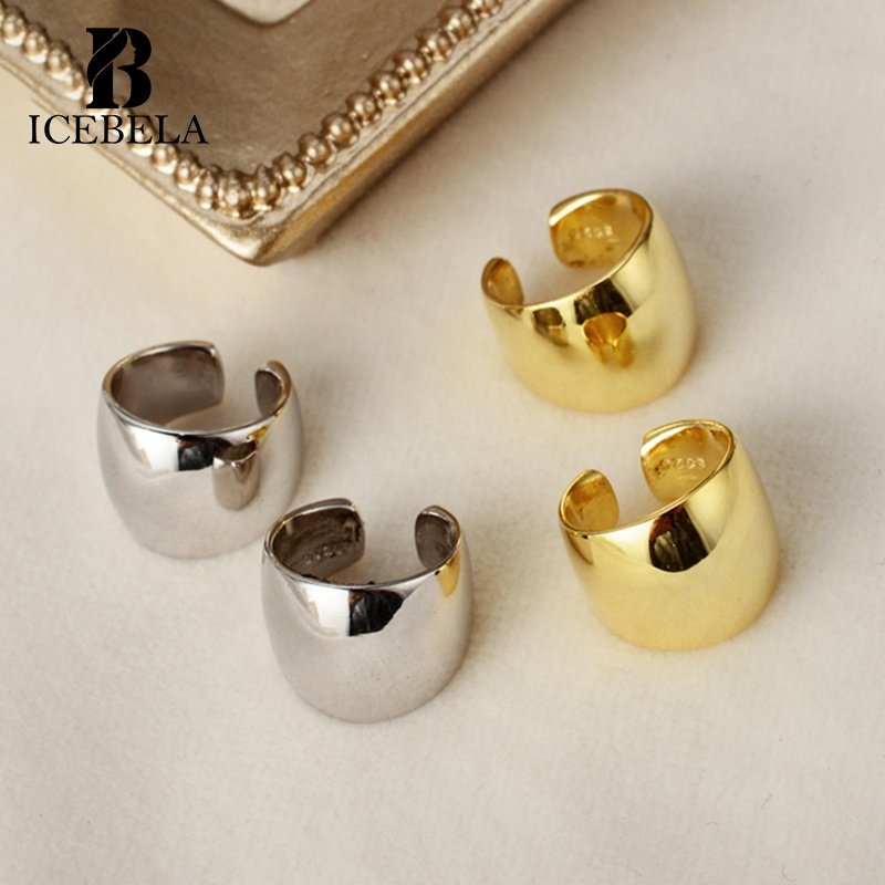 Fine Jewelry 925 Hook Huggies Chunky 18k Gold Plated Sterling Silver Non Tarnish Ear Cuff Earrings Without Ear Holes For Women