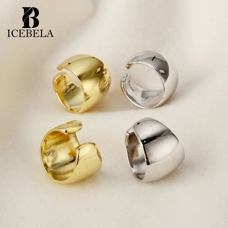 Fine Jewelry 925 Hook Huggies Chunky 18k Gold Plated Sterling Silver Non Tarnish Ear Cuff Earrings Without Ear Holes For Women