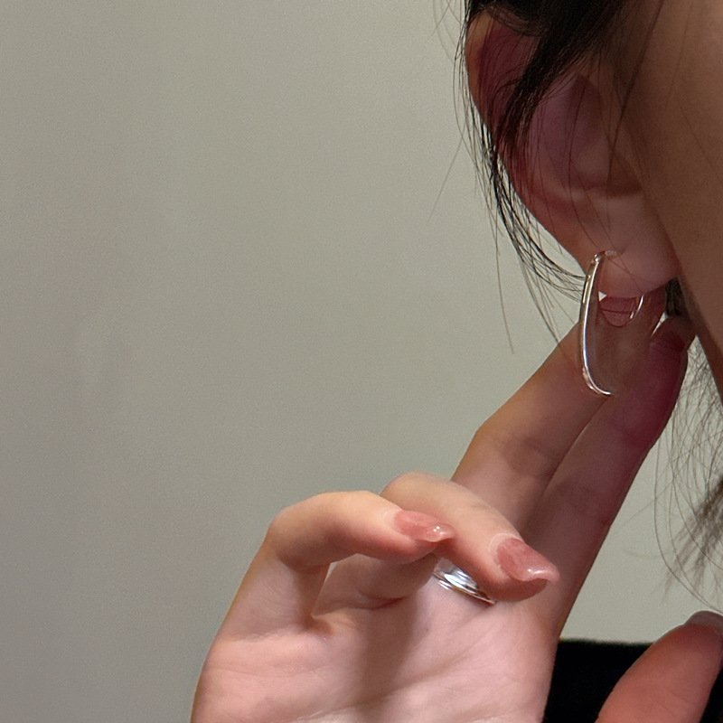 Trendy Japanese Korean Wedding Party Gift 925 Sterling Silver U-Shape Ear Cuff Earrings