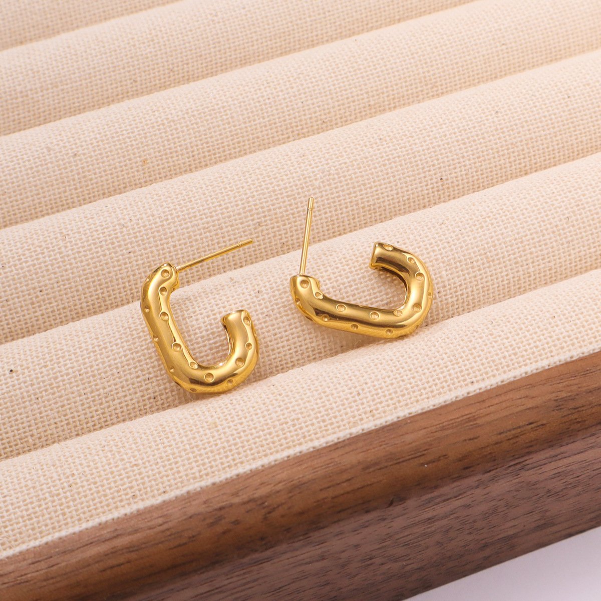 Styles Designing Stainless Steel Women's Trendy Simple Fashion 18K Gold Plated CC Earrings