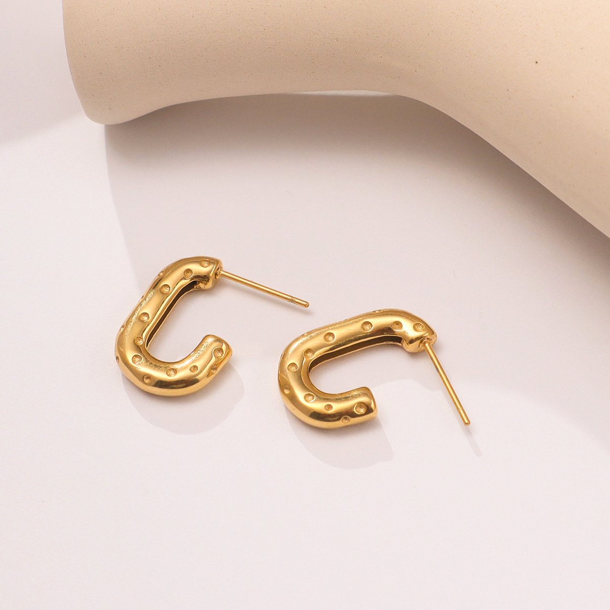 Styles Designing Stainless Steel Women's Trendy Simple Fashion 18K Gold Plated CC Earrings