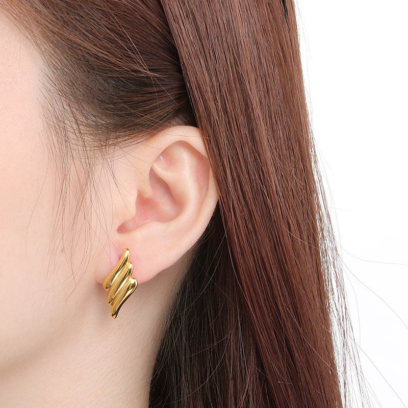 Cross border niche design angel wing earrings light luxury trendy daily temperament earrings new style