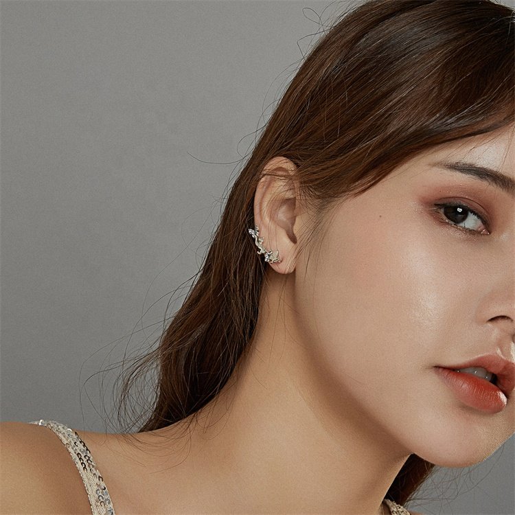 Youchuang fashion jewelry hip hop zircon fine earrings chunky designer long dainty ladies sterling silver butterfly cuff earring