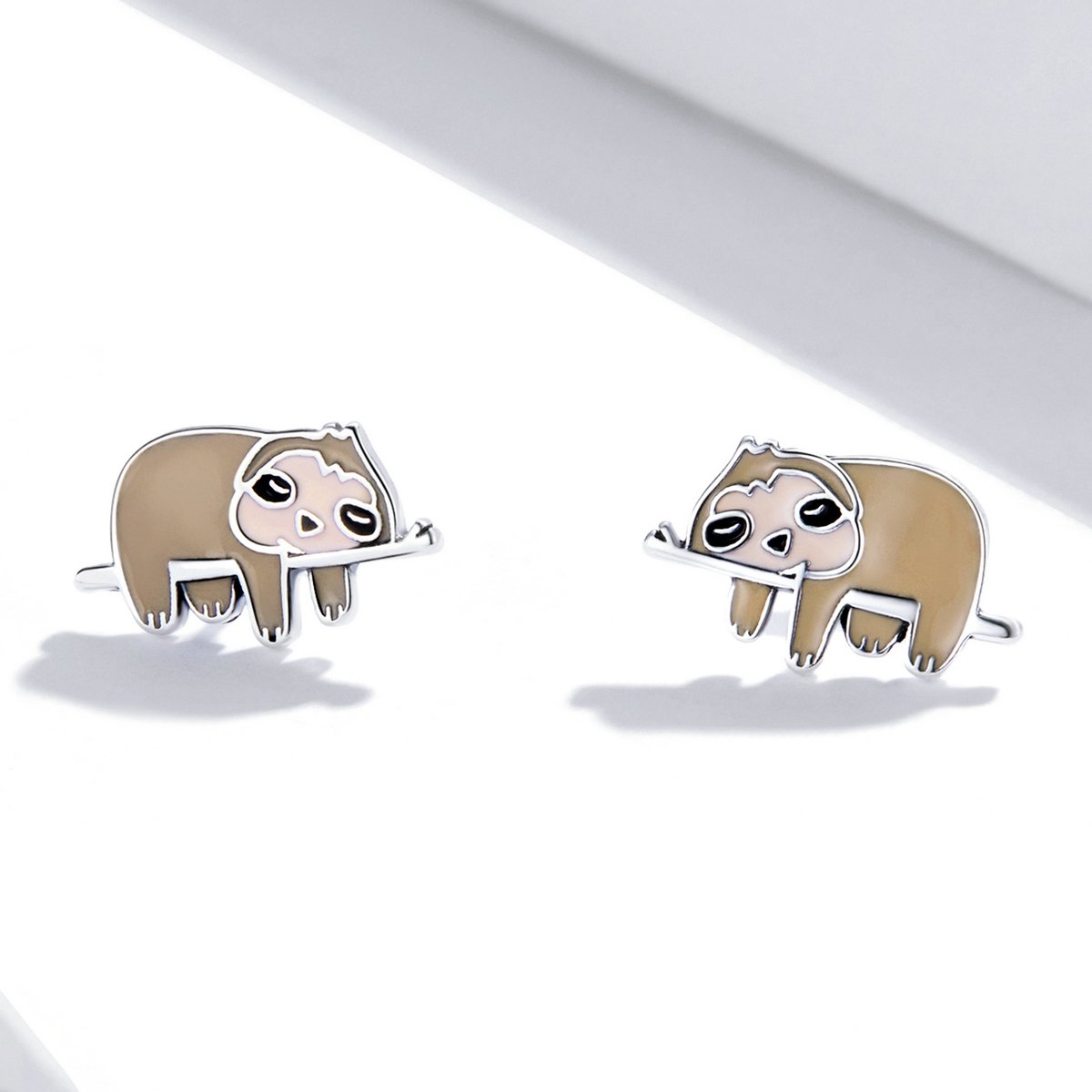 925 Sterling Silver Earrings Jewelry Cute Enamel Sloth Stud Earrings for Women