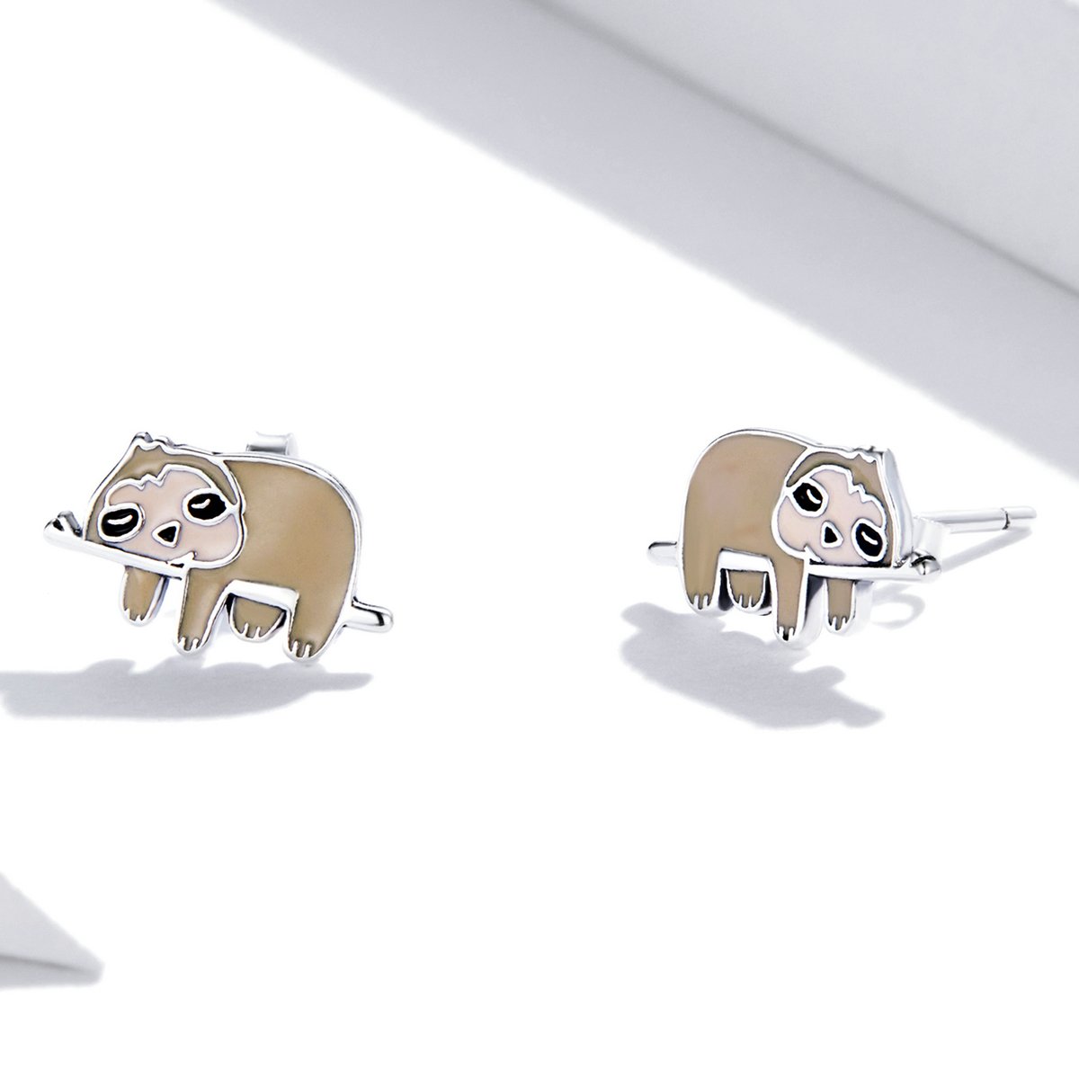 925 Sterling Silver Earrings Jewelry Cute Enamel Sloth Stud Earrings for Women