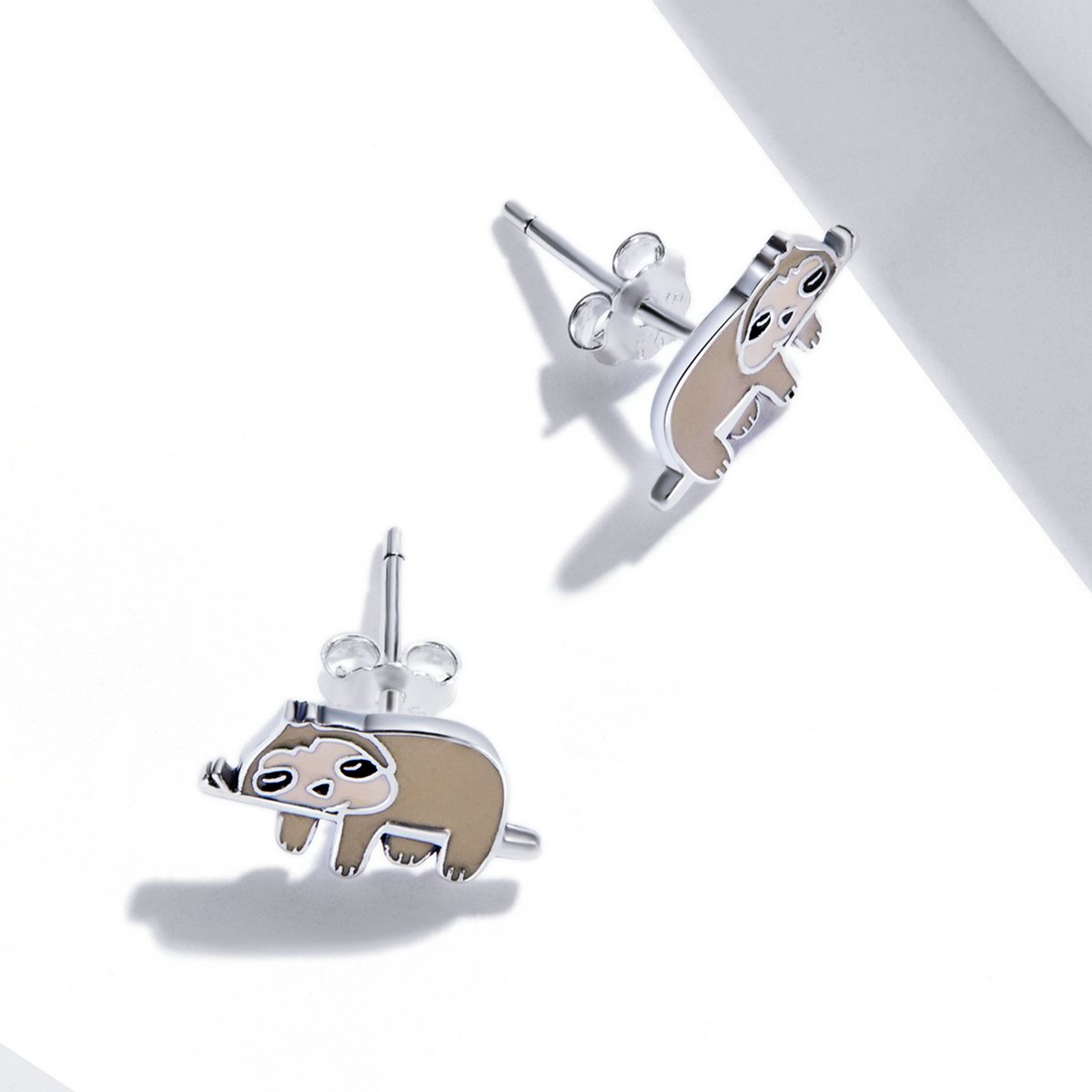 925 Sterling Silver Earrings Jewelry Cute Enamel Sloth Stud Earrings for Women