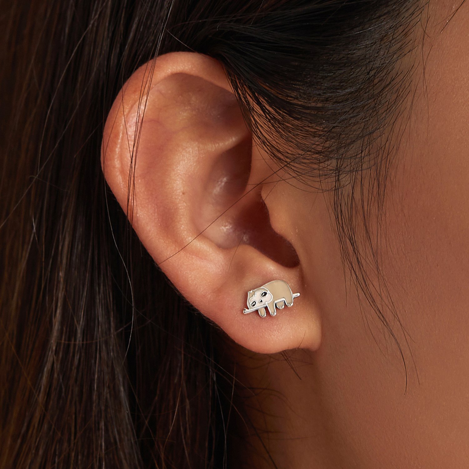 925 Sterling Silver Earrings Jewelry Cute Enamel Sloth Stud Earrings for Women