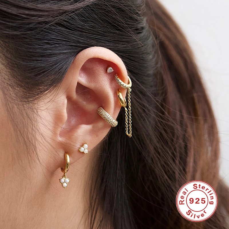 2022 NEW 925 Sterling Silver full Cz Diamond Ear Cuff Earring No Piercing