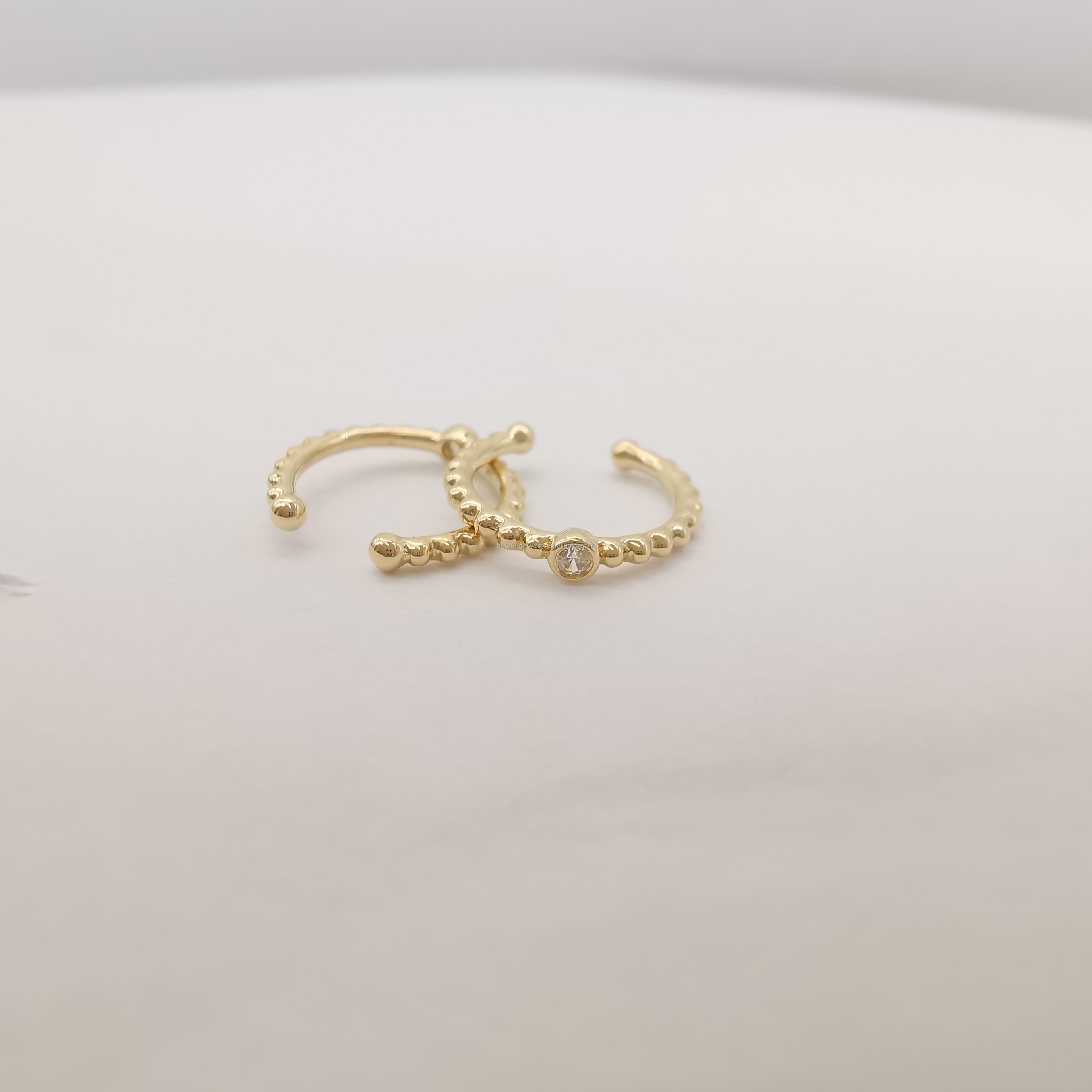 14K Yellow Gold Fine Jewelry with Zircon Stones Trendy Cuff Earrings for Weddings Engagements Anniversaries Parties Unisex Gift