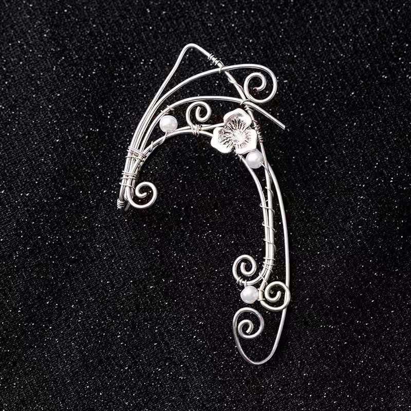 Hot Sale Fashion Elf Fairy Earrings Cuff Dainty Vintage Inlaid Pearl Elf Fairy Ear Cuff for Women Girls