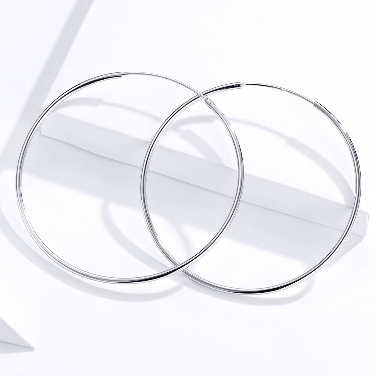 925 Sterling Silver Hoop Earrings Bohemian Chunky Big Circle Huggie Earrings for Women