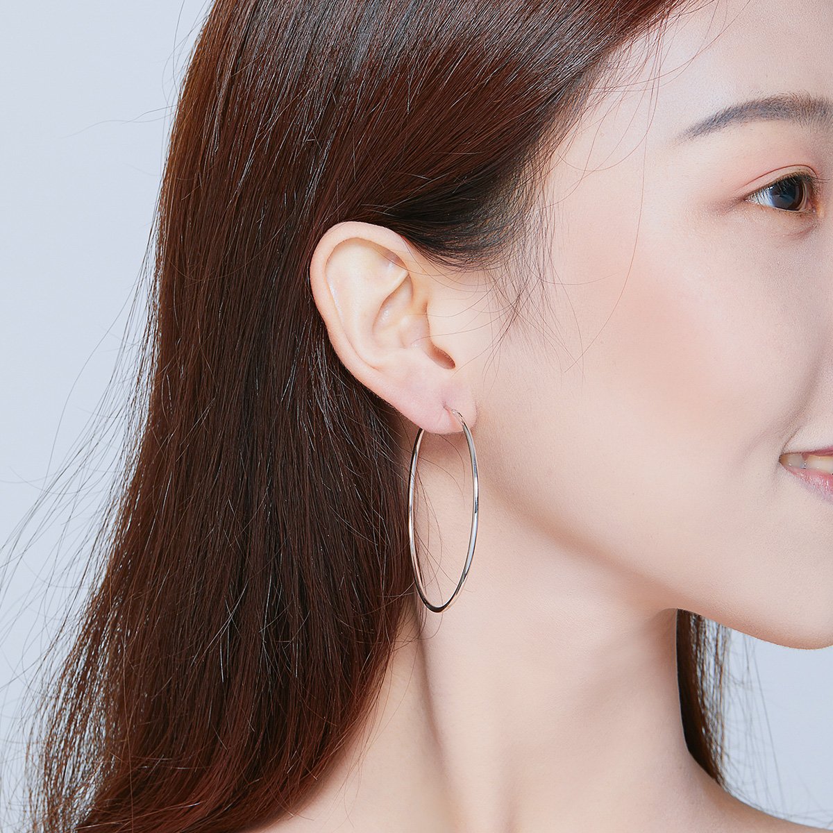 925 Sterling Silver Hoop Earrings Bohemian Chunky Big Circle Huggie Earrings for Women