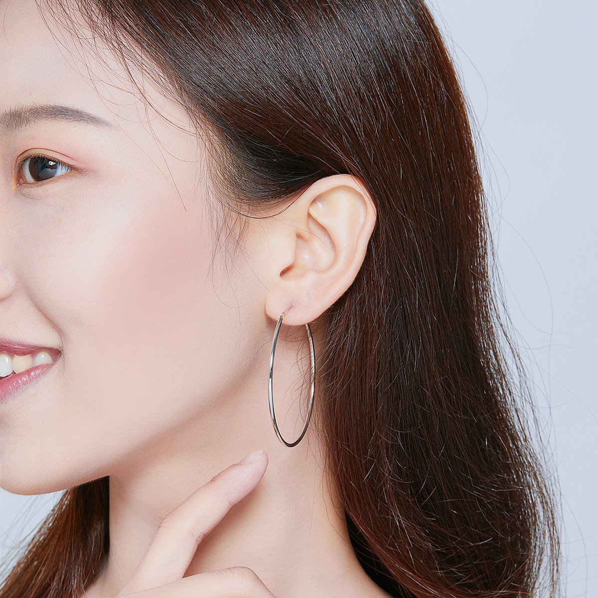 925 Sterling Silver Hoop Earrings Bohemian Chunky Big Circle Huggie Earrings for Women