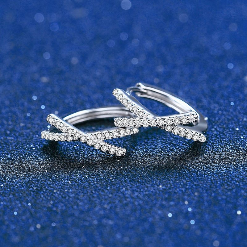 WZ095 Fine Vvs Plated Platinum 925 Sterling Silver Earring Jewelry Moissanite Wedding Engagement Bow Earrings For Women