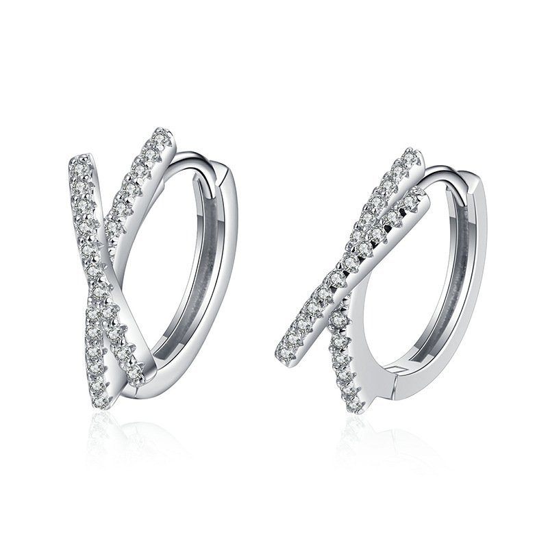 WZ095 Fine Vvs Plated Platinum 925 Sterling Silver Earring Jewelry Moissanite Wedding Engagement Bow Earrings For Women