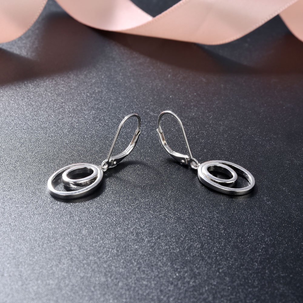 Fine Jewelry Plain Silver 925 Rhodium Drop Clip up Vintage Punk Earrings