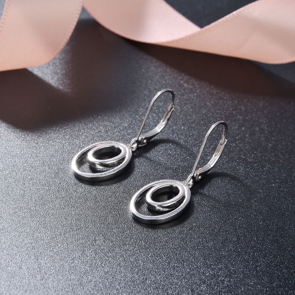 Fine Jewelry Plain Silver 925 Rhodium Drop Clip up Vintage Punk Earrings
