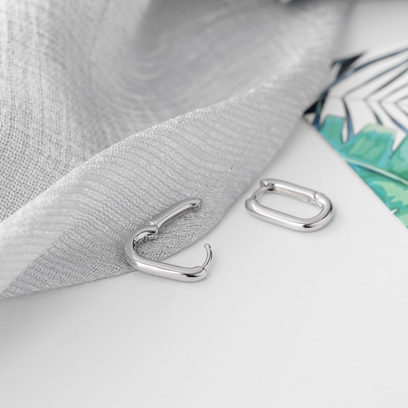 Minimalist French Ellipse small hoop earrings fine jewelry sterling silver plated brass gold plated jewelry for girls