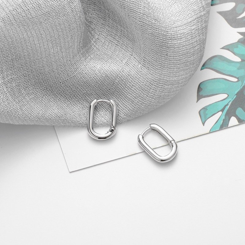 Minimalist French Ellipse small hoop earrings fine jewelry sterling silver plated brass gold plated jewelry for girls