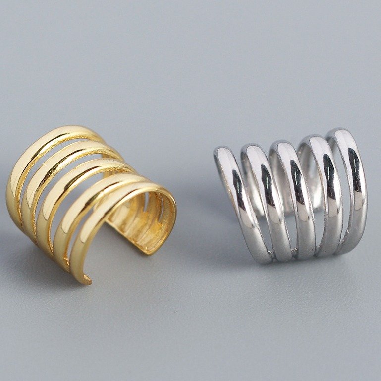 High Quality 18K Gold Plated 925 Sterling Silver Jewelry Multiple layers Earrings Cuff Clip Without Piercing Earrings YHE0431
