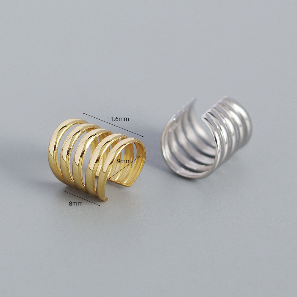 High Quality 18K Gold Plated 925 Sterling Silver Jewelry Multiple layers Earrings Cuff Clip Without Piercing Earrings YHE0431