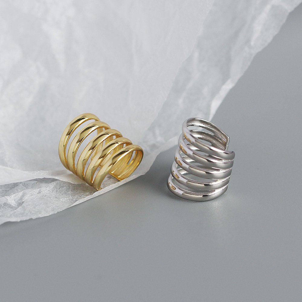 High Quality 18K Gold Plated 925 Sterling Silver Jewelry Multiple layers Earrings Cuff Clip Without Piercing Earrings YHE0431
