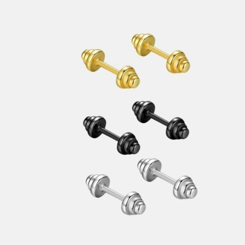 Simple 925 Sterling Silver Tiny Geometric Barbell Minimalist Vintage Fashion Fine Jewelry Gold Plated Cuff Clip Earrings Women