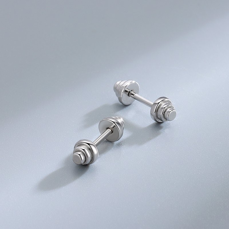 Simple 925 Sterling Silver Tiny Geometric Barbell Minimalist Vintage Fashion Fine Jewelry Gold Plated Cuff Clip Earrings Women