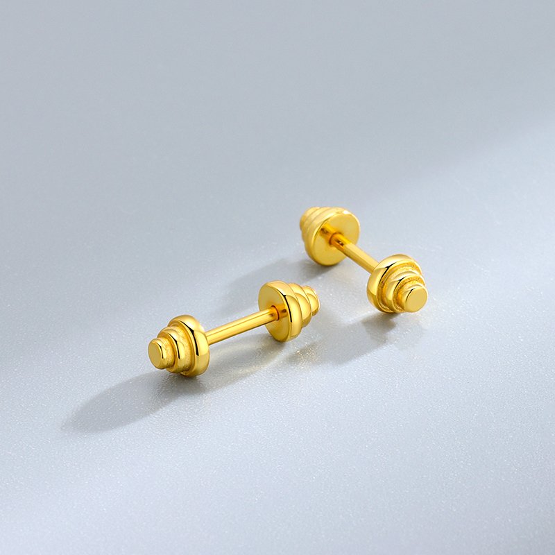 Simple 925 Sterling Silver Tiny Geometric Barbell Minimalist Vintage Fashion Fine Jewelry Gold Plated Cuff Clip Earrings Women