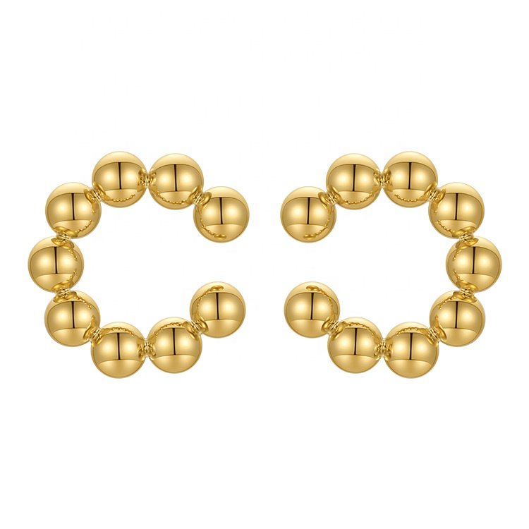 18K Gold Plated Stainless Steel Jewelry Small Steel Ball Ear Clips Accessories No Pierced Ear Earrings E211302