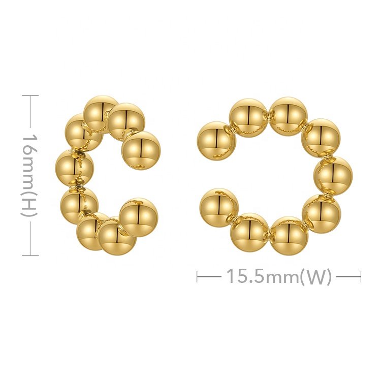 18K Gold Plated Stainless Steel Jewelry Small Steel Ball Ear Clips Accessories No Pierced Ear Earrings E211302