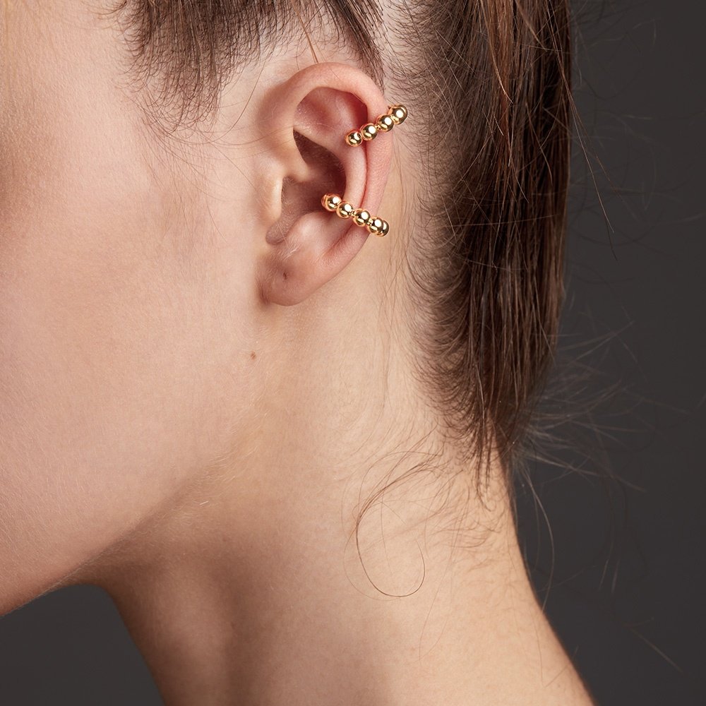 18K Gold Plated Stainless Steel Jewelry Small Steel Ball Ear Clips Accessories No Pierced Ear Earrings E211302