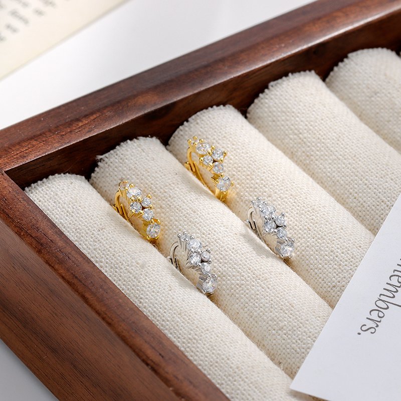 Simple 925 Sterling Silver Tiny Irregularly Cz Minimalist Vintage Fashion Fine Jewelry Gold Plated Huggies Earrings Women