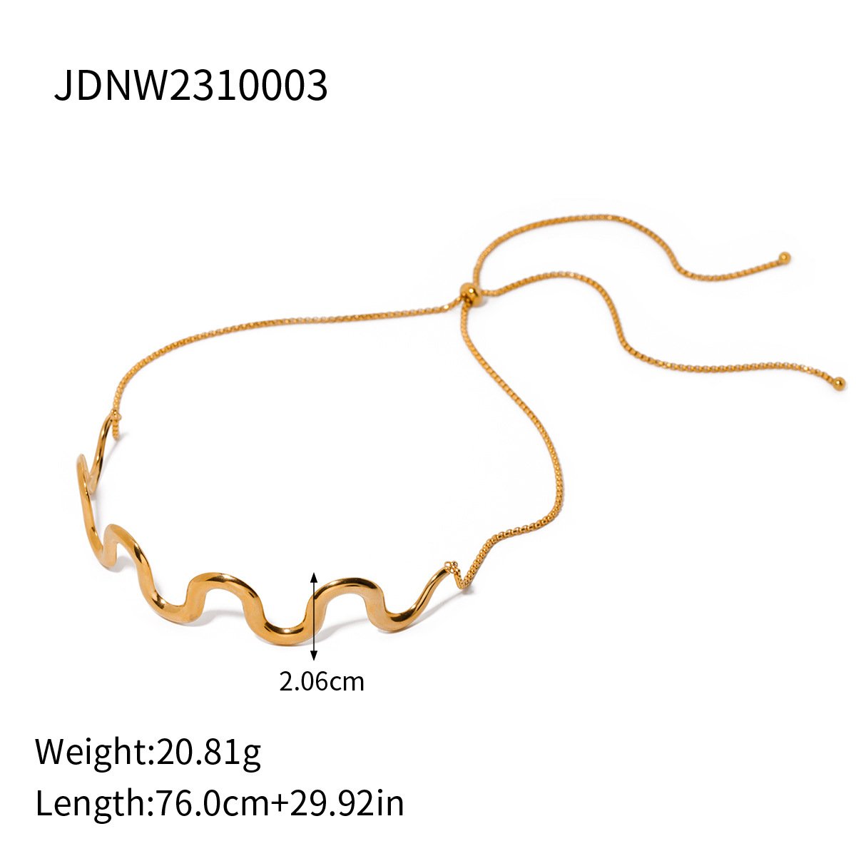 Fashion Jewelry Necklace 18K Gold PVD Plated Stainless Steel Jewelry Twist Wavy Cuff Bangle Choker Necklace Earring Set