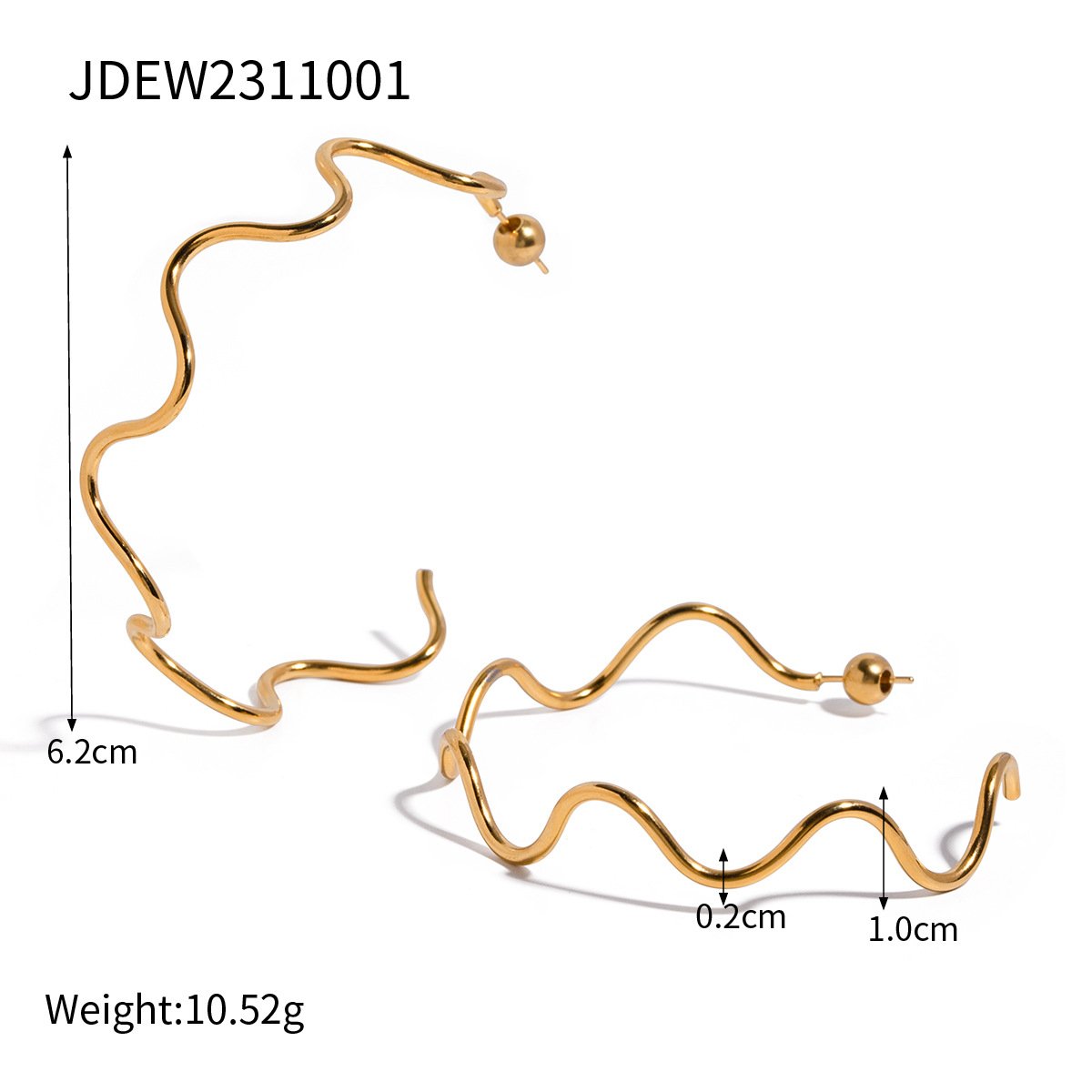Fashion Jewelry Necklace 18K Gold PVD Plated Stainless Steel Jewelry Twist Wavy Cuff Bangle Choker Necklace Earring Set