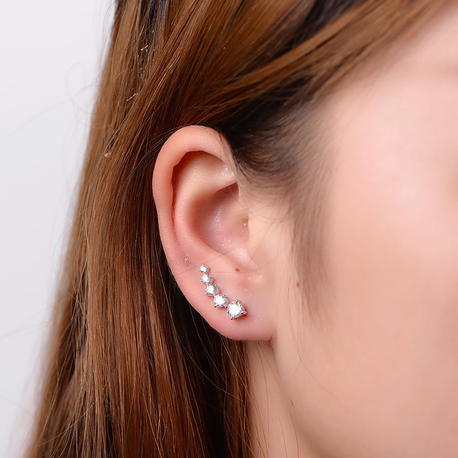 OEM hele jewelry 925 Silver Zirconia Leaf Shaped Cubic Zirconia Long Cuff Earring Earrings For Women Wedding Long Earring