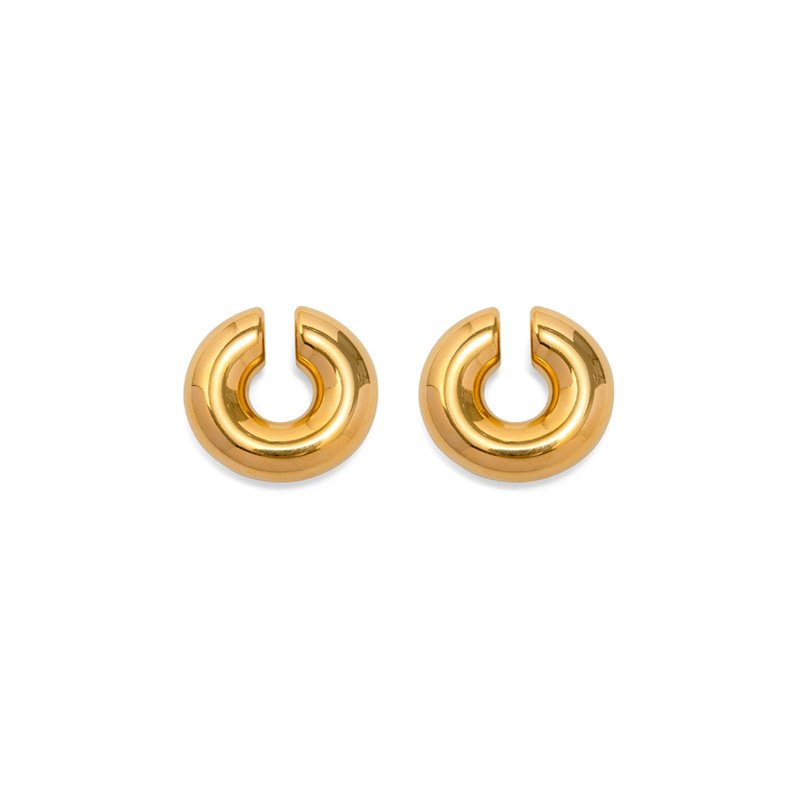 2023 European American Exaggerated18k Stainless Steel Ear Cuff Clips Earrings Personalized C Shaped Chunky Earrings Jewelry