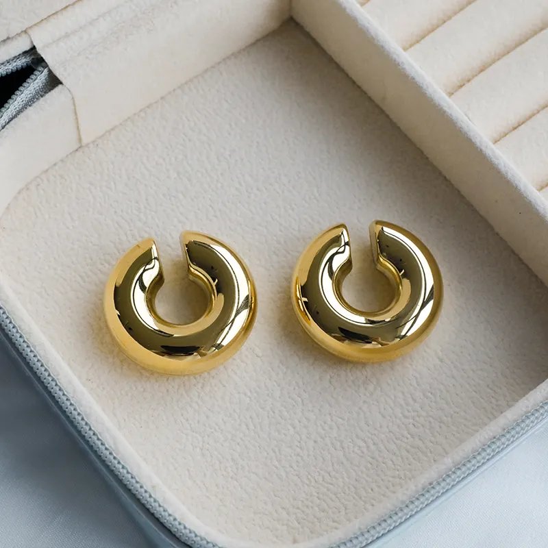 2023 European American Exaggerated18k Stainless Steel Ear Cuff Clips Earrings Personalized C Shaped Chunky Earrings Jewelry