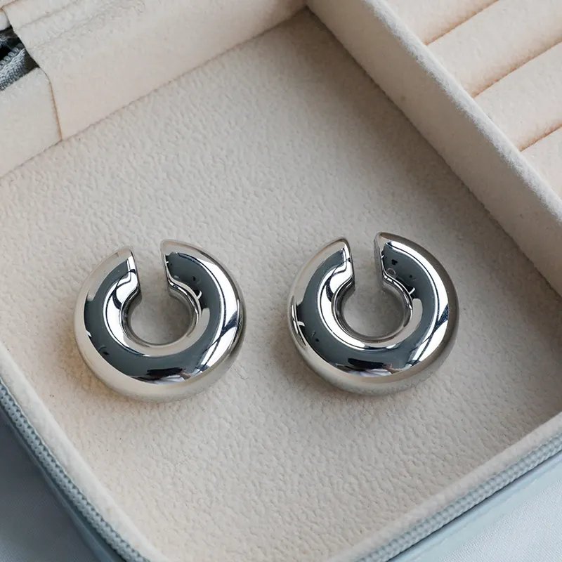 2023 European American Exaggerated18k Stainless Steel Ear Cuff Clips Earrings Personalized C Shaped Chunky Earrings Jewelry