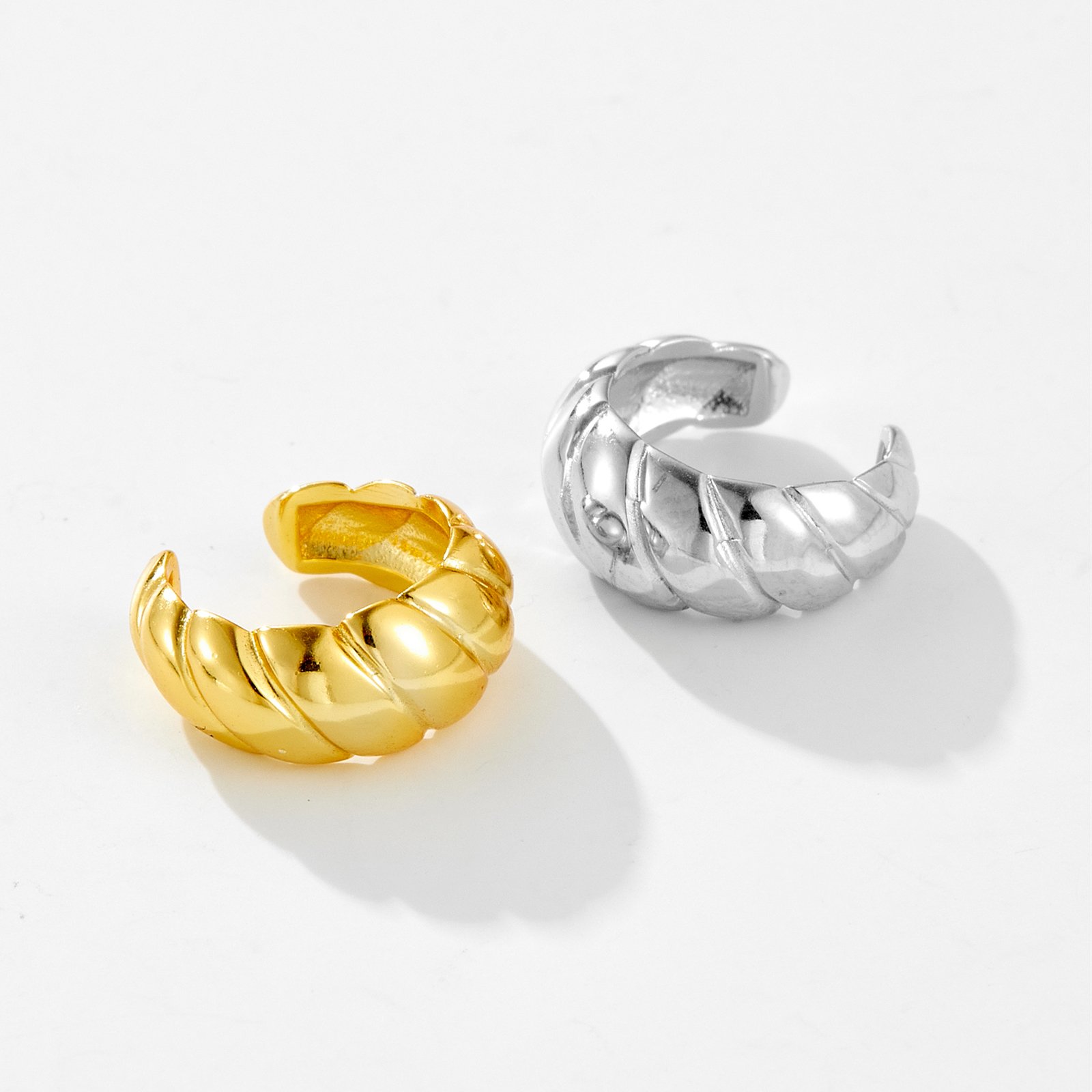 FUAMAY Sterling Silver 925 Cuff Earrings Jewelry 18K Gold Plated Thick Cuff Earrings Women