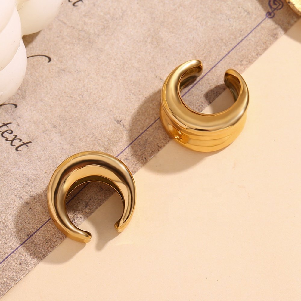 New Design Minimalist Ear Cuff PVD Gold Plated Jewelry Waterproof Women Jewelry Accessories
