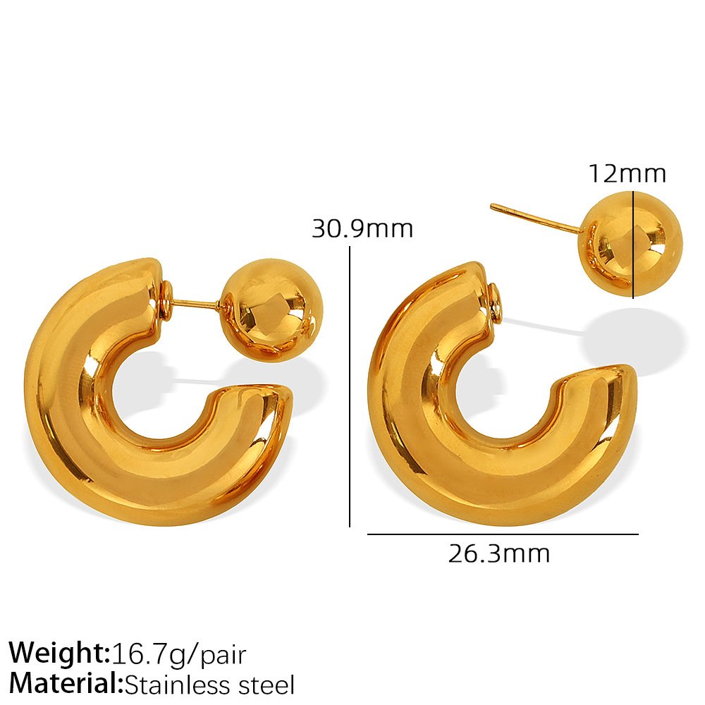 Designer Dees jewellery stainless steel front and back band earrings unique premium niche titanium steel earrings