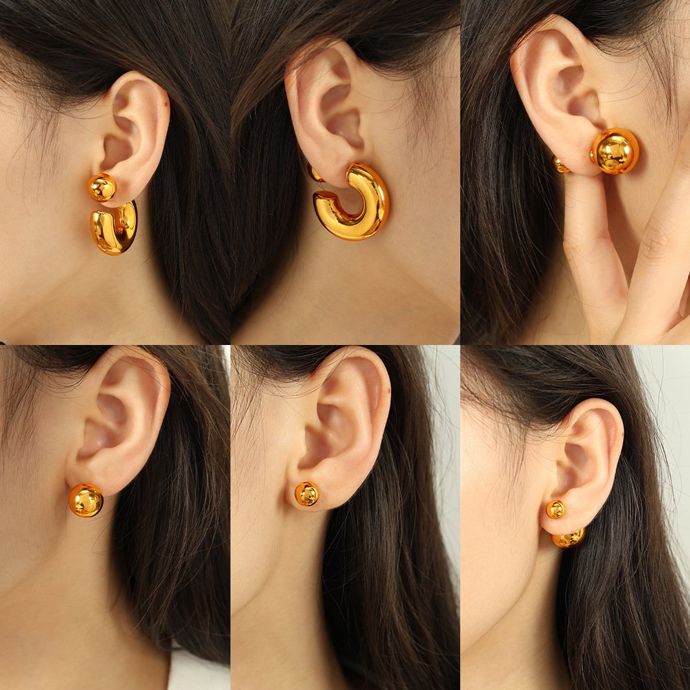 Designer Dees jewellery stainless steel front and back band earrings unique premium niche titanium steel earrings