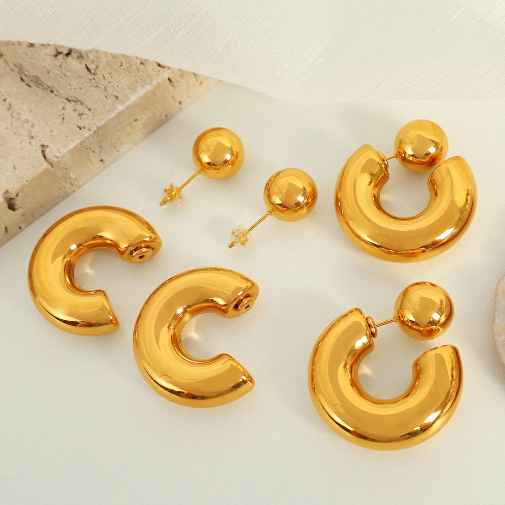 Designer Dees jewellery stainless steel front and back band earrings unique premium niche titanium steel earrings