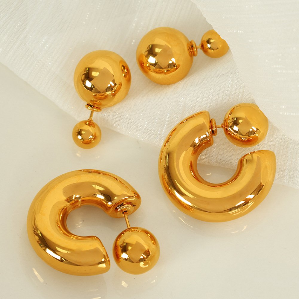 Designer Dees jewellery stainless steel front and back band earrings unique premium niche titanium steel earrings