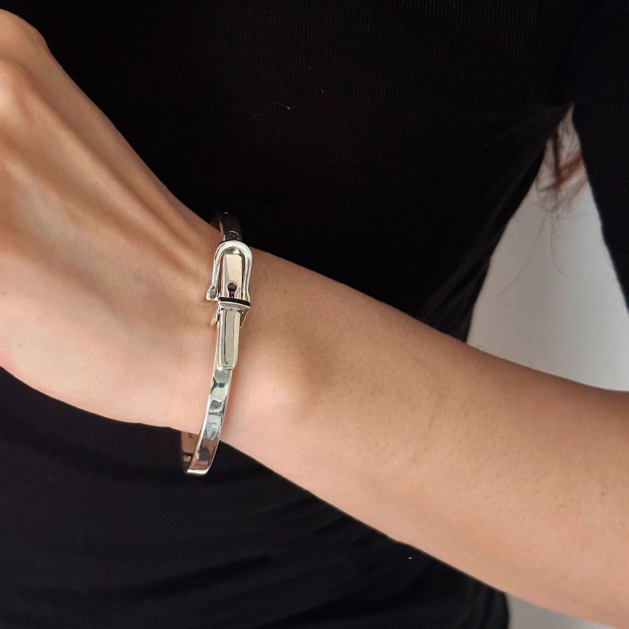 Aimgal fine Jewelry 4mm S925 Sterling Silver Cuff Bracelet Unisex Vintage hot sale Party Perfect Gift