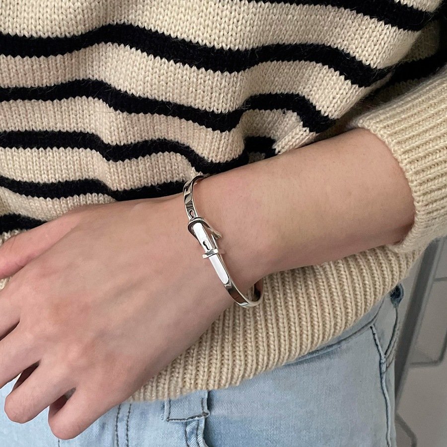 Aimgal fine Jewelry 4mm S925 Sterling Silver Cuff Bracelet Unisex Vintage hot sale Party Perfect Gift