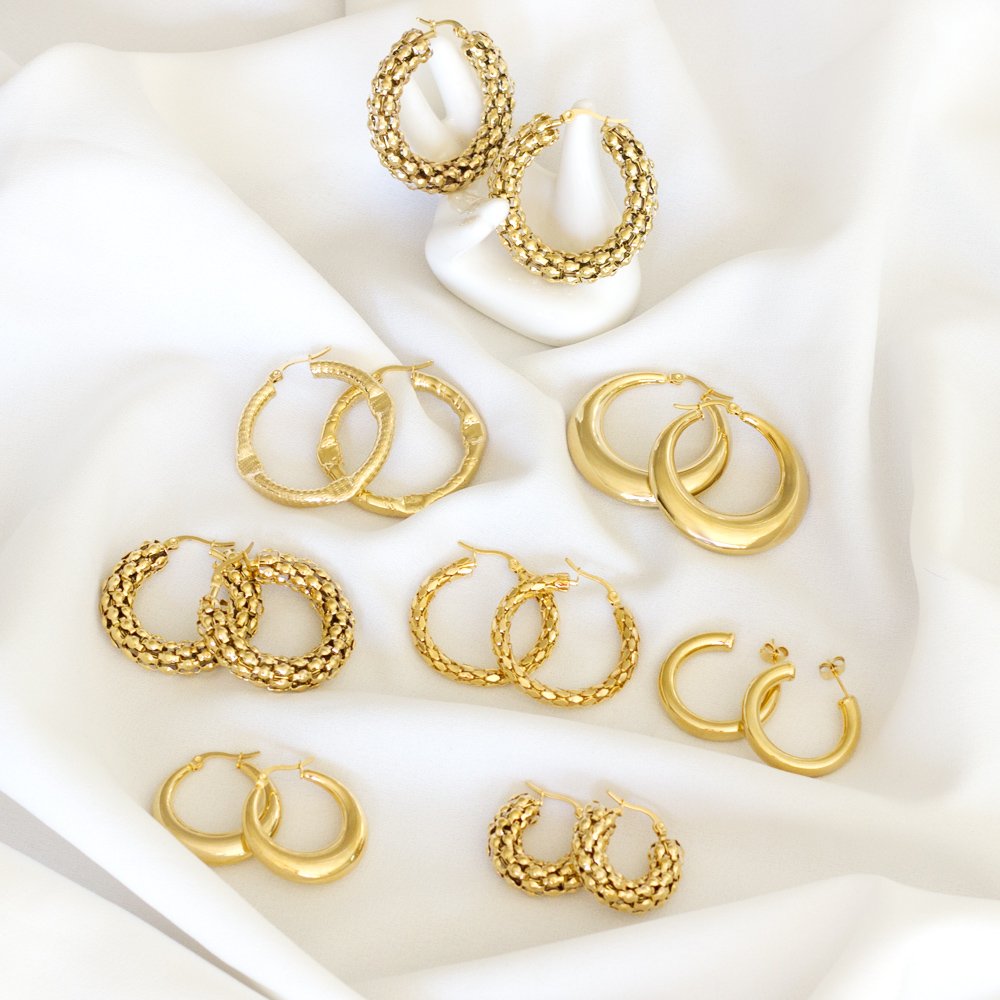 Stainless Steel Large 18K Gold Plated Lightweight Hypoallergenic Chunky Open Hoops Fashion Jewelry Hoop Earrings For Women